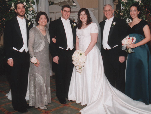 Allan Schmidt and Shari Rosen's Wedding in 2002. From left to right, Danny Schmidt, Donna Packer, Allan Schmidt, Shari Rosen, Phil Schmidt and Lauren Schmidt