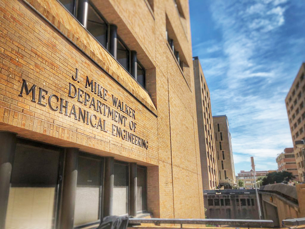engineering teaching center facade with J. Mike Walker Department of Mechanical Engineering on front