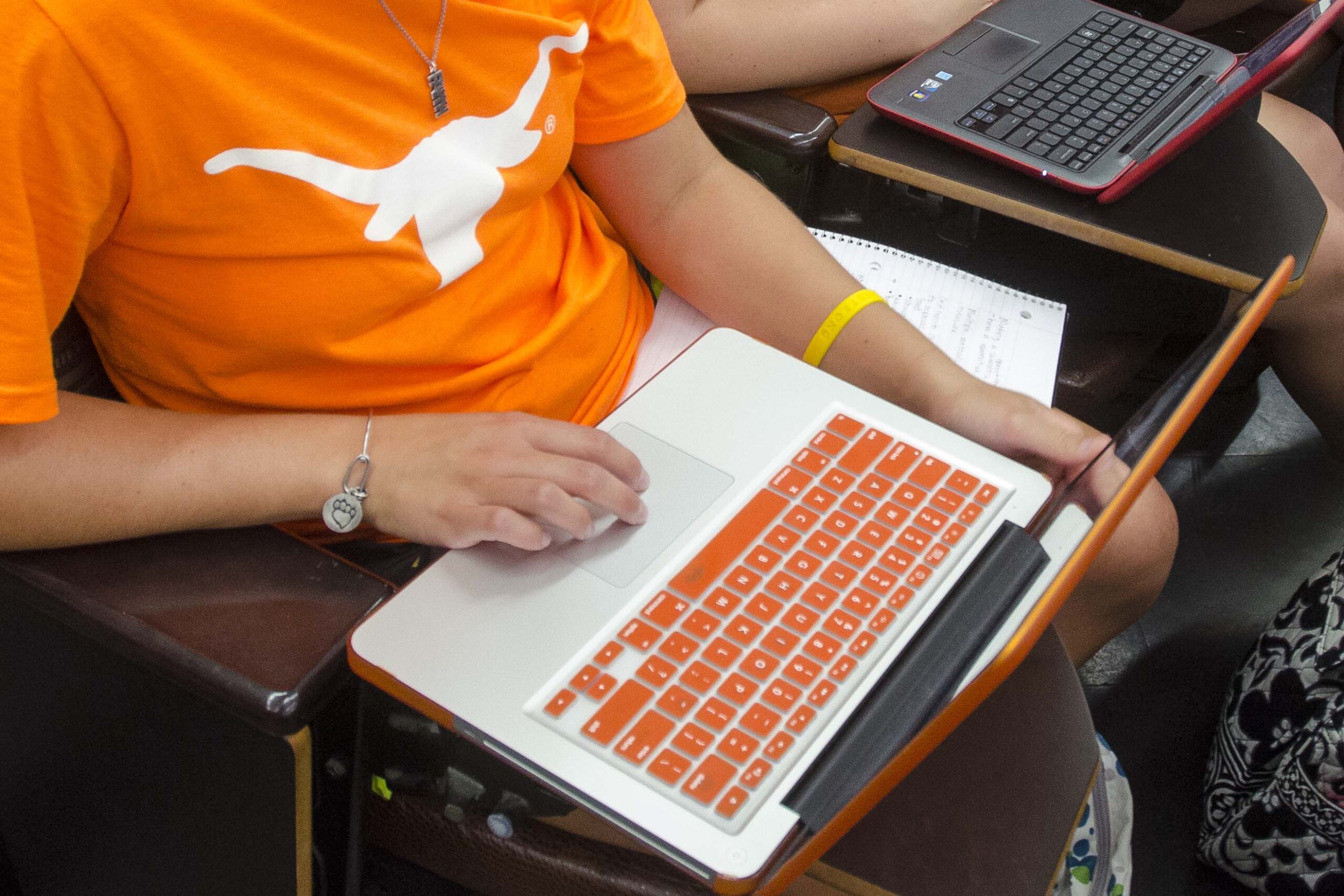 student working on laptop