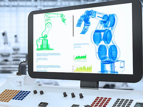 simulation of model on computer screen